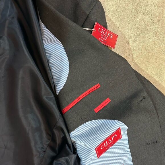 NWT CHAPS Men's Slim Fit 40R Gray Polyester Blend Blazer Sport Coat Jacket - Picture 15 of 16